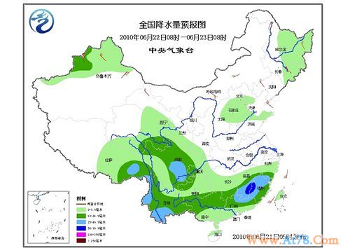 中央气象台发布暴雨高温蓝色预警(图)