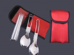 不锈钢折叠餐具折叠勺叉筷三件套