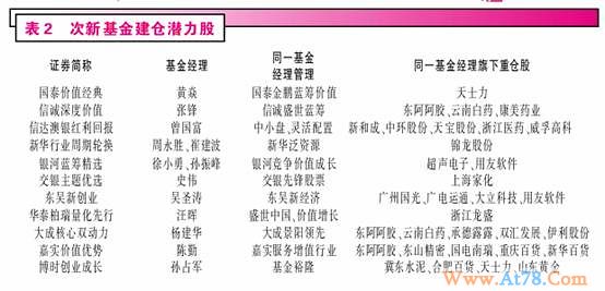 次新基金建仓潜力股