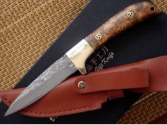 黄影木日本进口大马士革钢小直刀 全手工精制