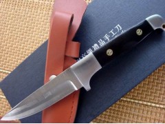 黑檀木日本进口大马士革钢镜光小直刀 全手工精制 经典收藏大马士革刀