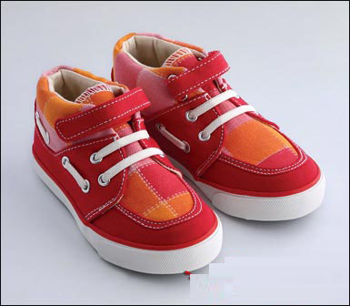 经典时尚 格子帆布组合休闲童鞋