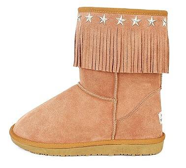 步伊鸟 2011新款中筒流苏星星女鞋 真皮女靴 雪地靴