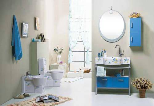 手绘玫瑰花洁具 与飘逸的纱帘相搭配