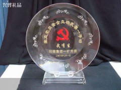 广州政府单位纪念品、银行表彰员工纪念品、广州水晶纪念盘定做