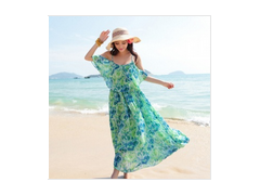 2014夏装新款雪纺连衣裙甜美吊带荷叶领波西米亚长裙